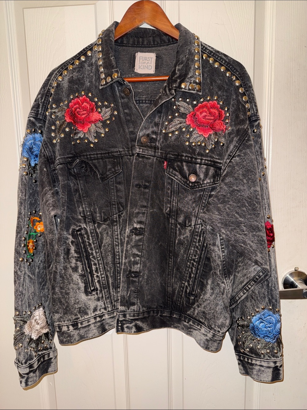 Studded Floral Denim Jacket
